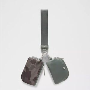 Lululemon Dual Pouch Wristlet- Floral Camo Olive Multi/Willow Leaf/Silver